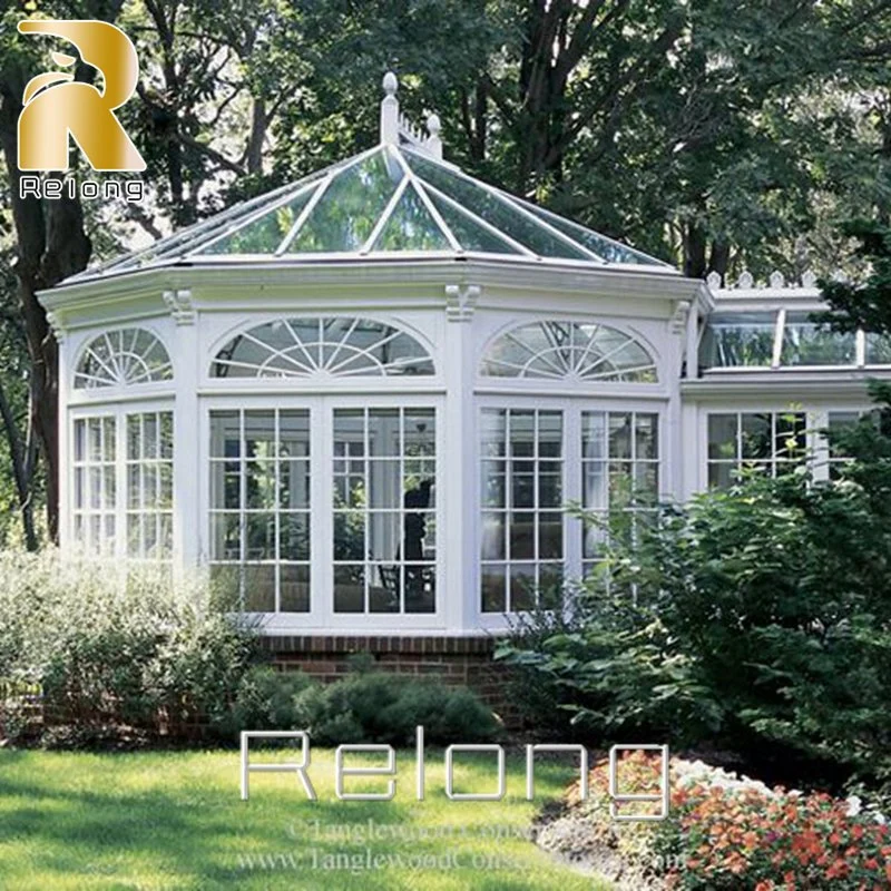 Exterior exquisita Glasshouse Blanco Gazebo de hierro forjado Sunroom