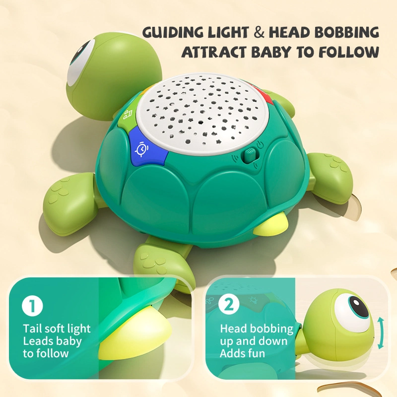 Bebé aprendiendo gatear Tortuga Eléctrica cabeza de juguete sacudiendo Cartoon Animal Proyección Iluminación Control remoto musical Turtle Toy