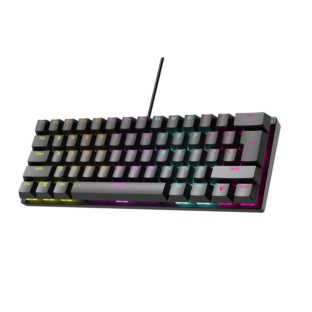 RGB de mecánica de juego de la Oficina clave 61 teclados portátiles Mini 12 Luminoso Color teclado con cable USB ABS