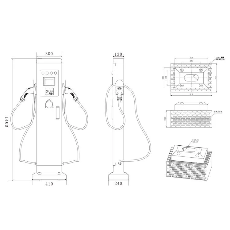 Floor-Mounted Electric Charger Car Station EV Charge 65kw Electric Car Charger with 5m Length