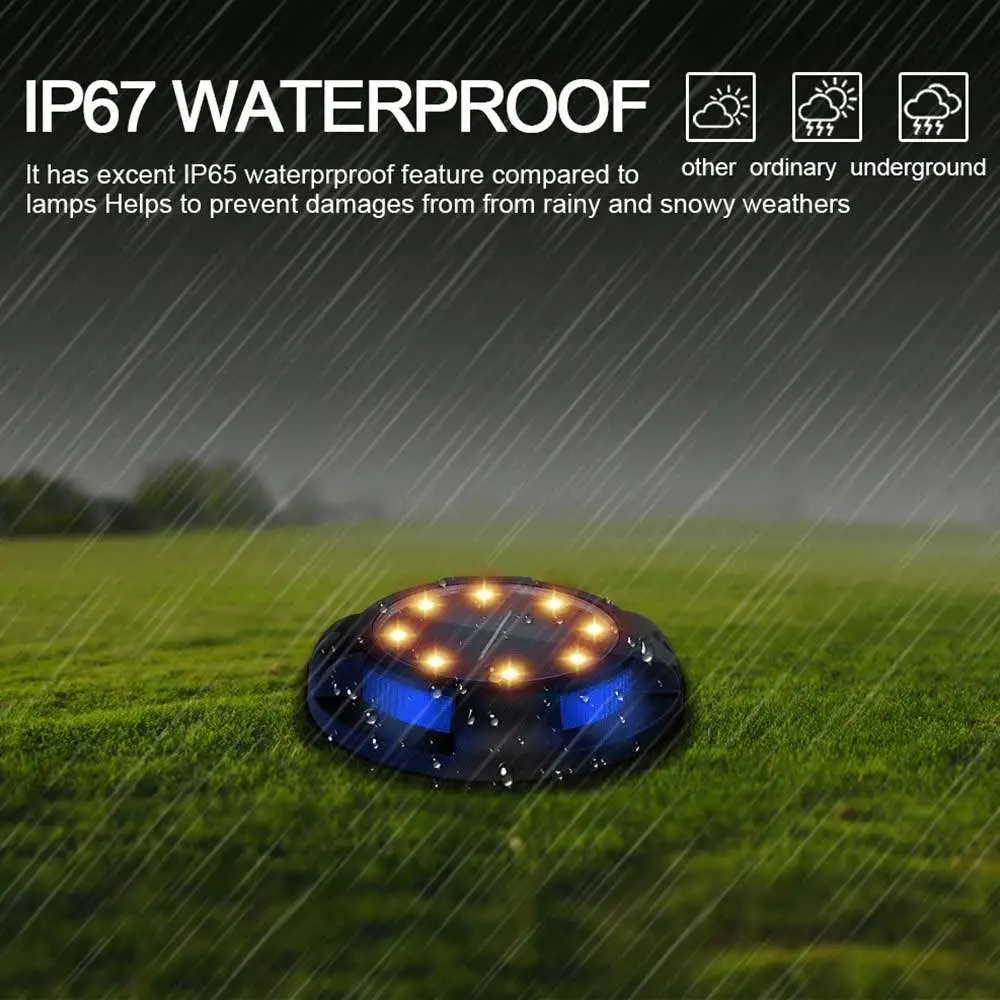 12 LED Wasserdichte Solar-Rasenleuchten Outdoor Boden Landschaft Beleuchtung