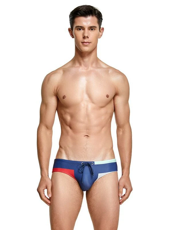 Men's Stylish Color Blocked Low Rise Comfortable Swim Briefs