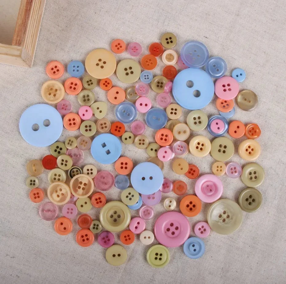 8-34mm Color Mixed Resin Buttons as Kids' DIY Button Painting Material, Widely Used