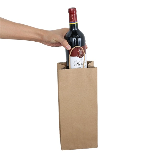 China Printed Paper Brown Kraft Wine Bag Manufacturer