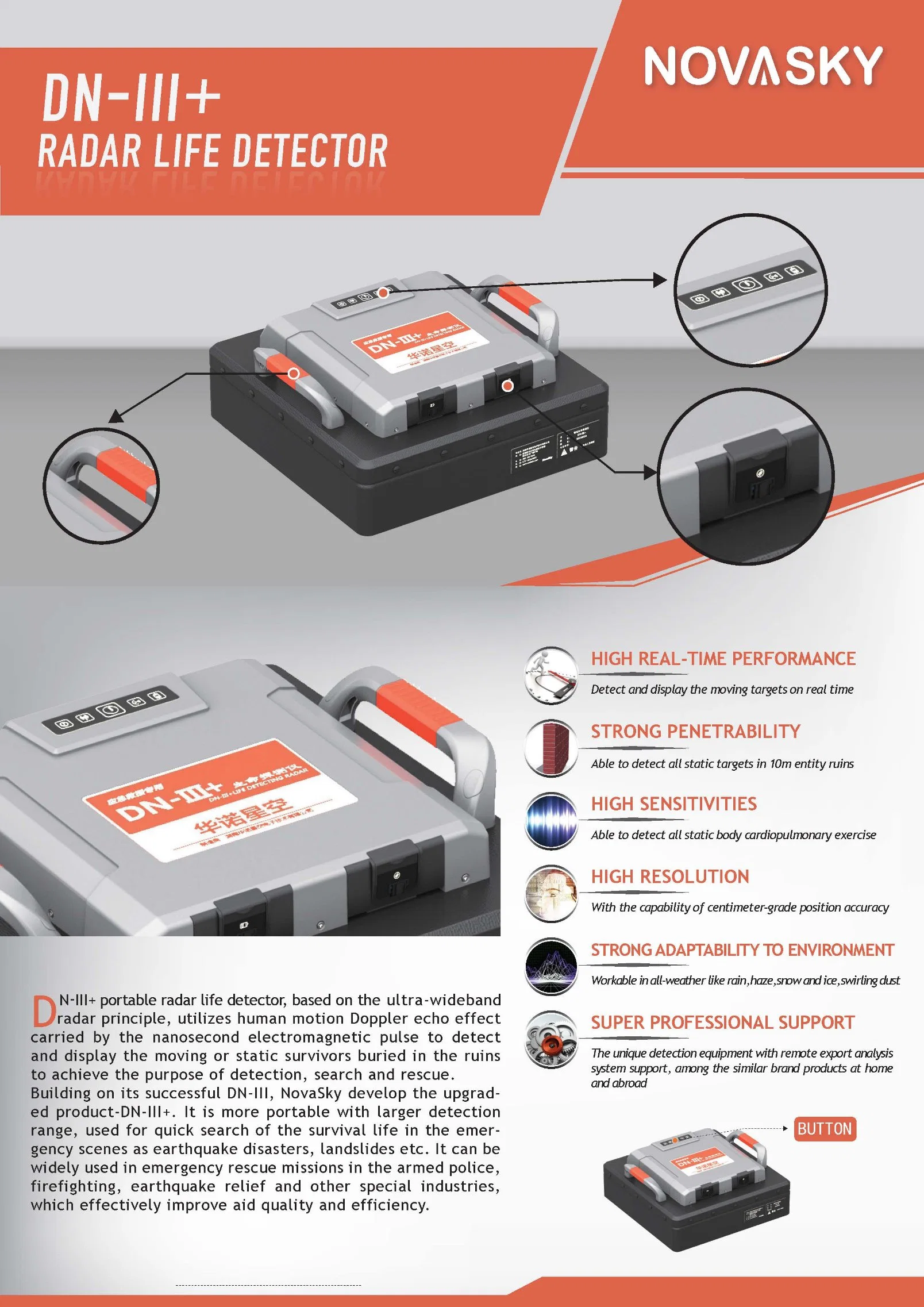 Novasky Acoustic Life Detector Rescue Equipment for People in Disaster