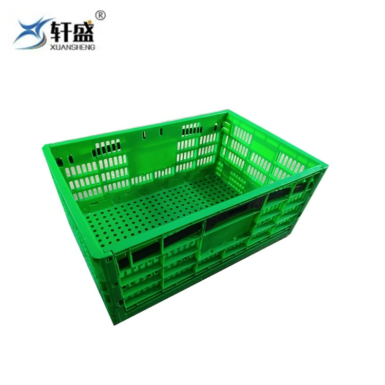 Folding Plastic Turnover Basket Quare Storage Stacking Basket with Holes