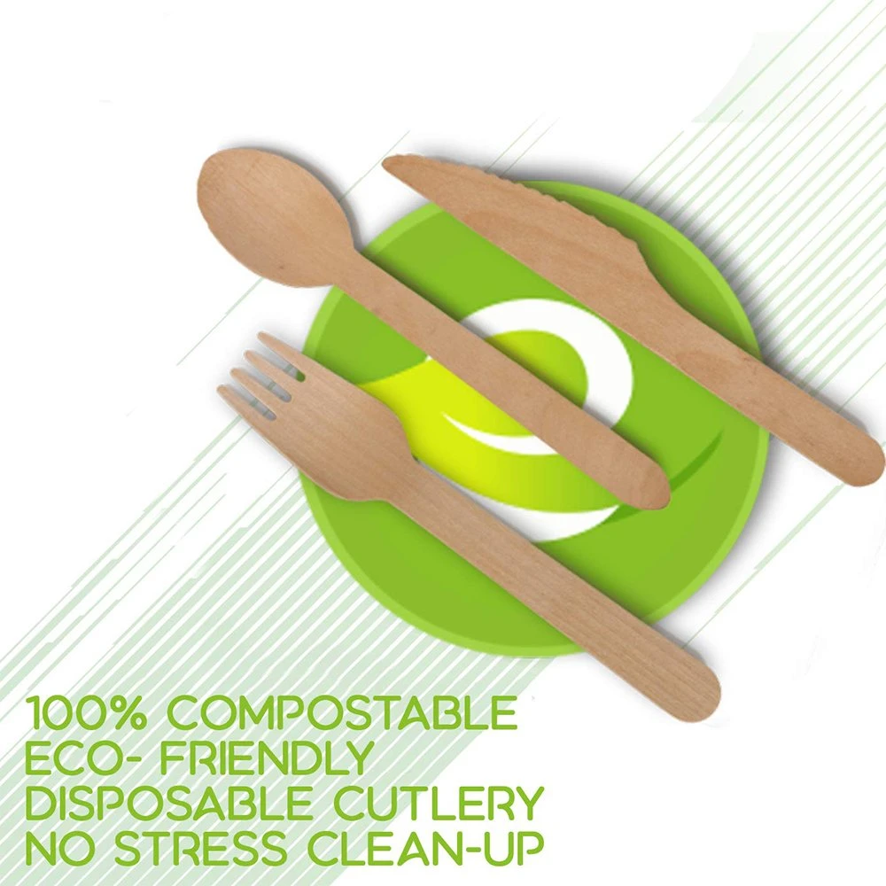 Wooden Cutlery Bamboo Knife Spoon Fork Disposable Kitchenware