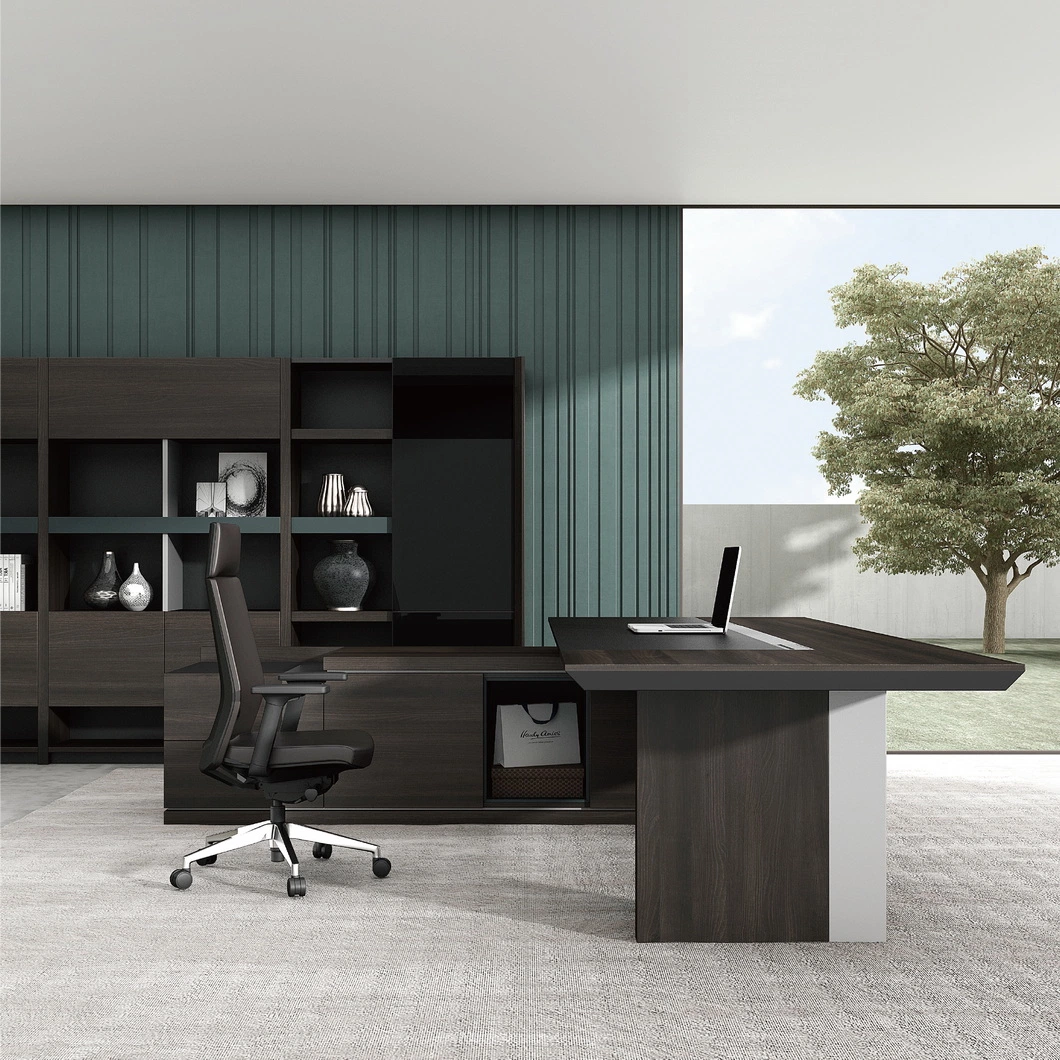 Office Furniture Wooden MFC Furniture Melamine L Shaped Desk Modern CEO Boss Executive Office Table