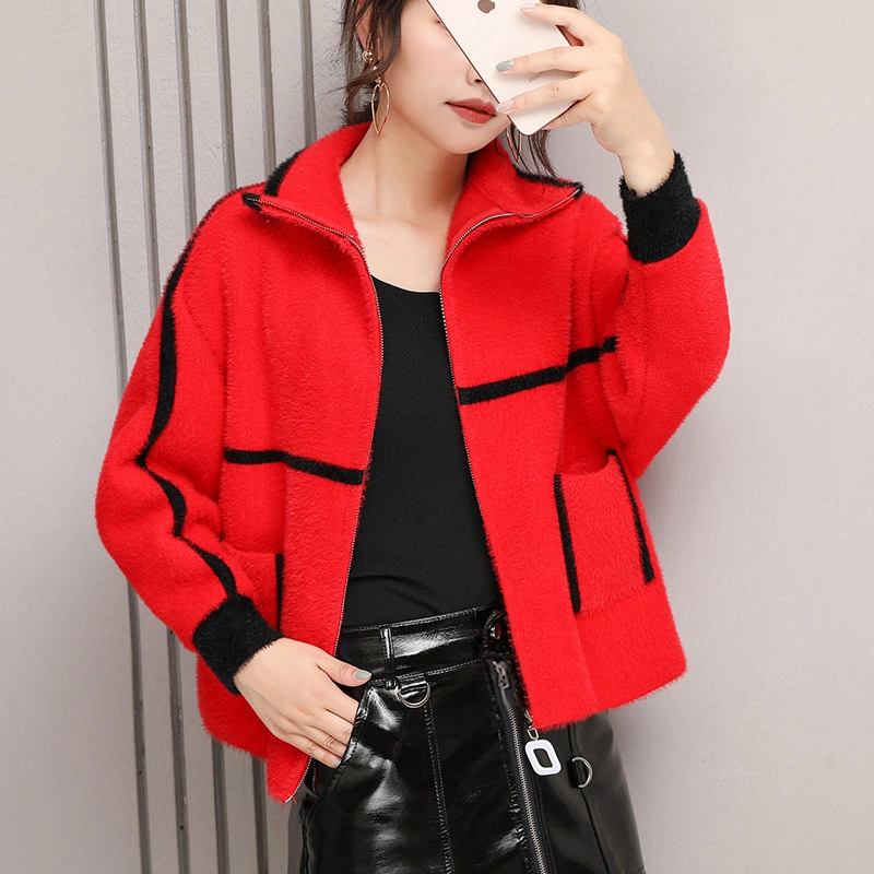 Imitation Mink Velvet Short Coat Women's Autumn Korean Version Loose 2023 New Sweater Women Cardigan Knitted Women's Wear