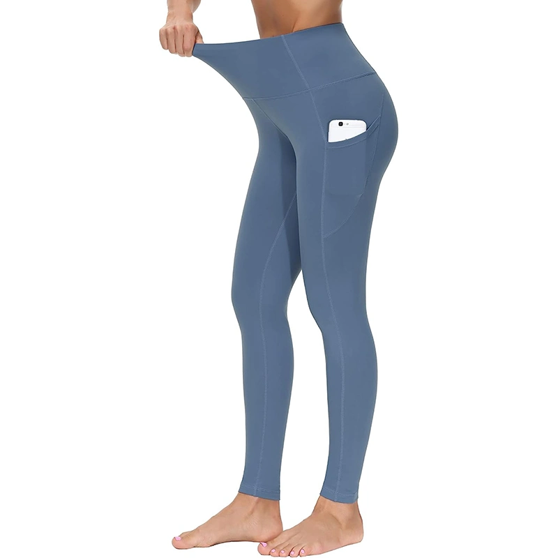 Design personalizado de fábrica banda de cintura subida com elasticidade em quatro direções Calças de ioga Buttery Soft Tummy Control para mulher para treino de corrida Tights