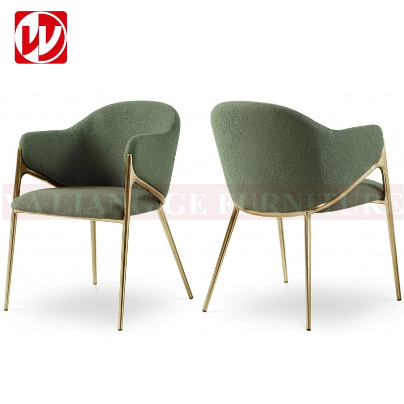 Minimal Design Home Мебель Зеленая ткань гостиная Мебель кресло Обеденный стул из нержавеющей стали