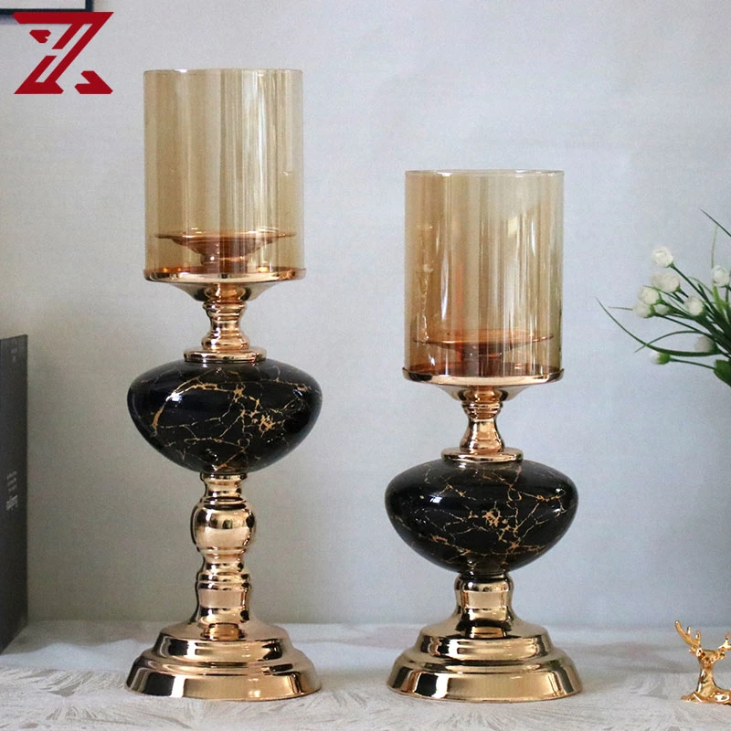 Nordic Metal with Glass Lid Candle Holders for Weddings Decoration