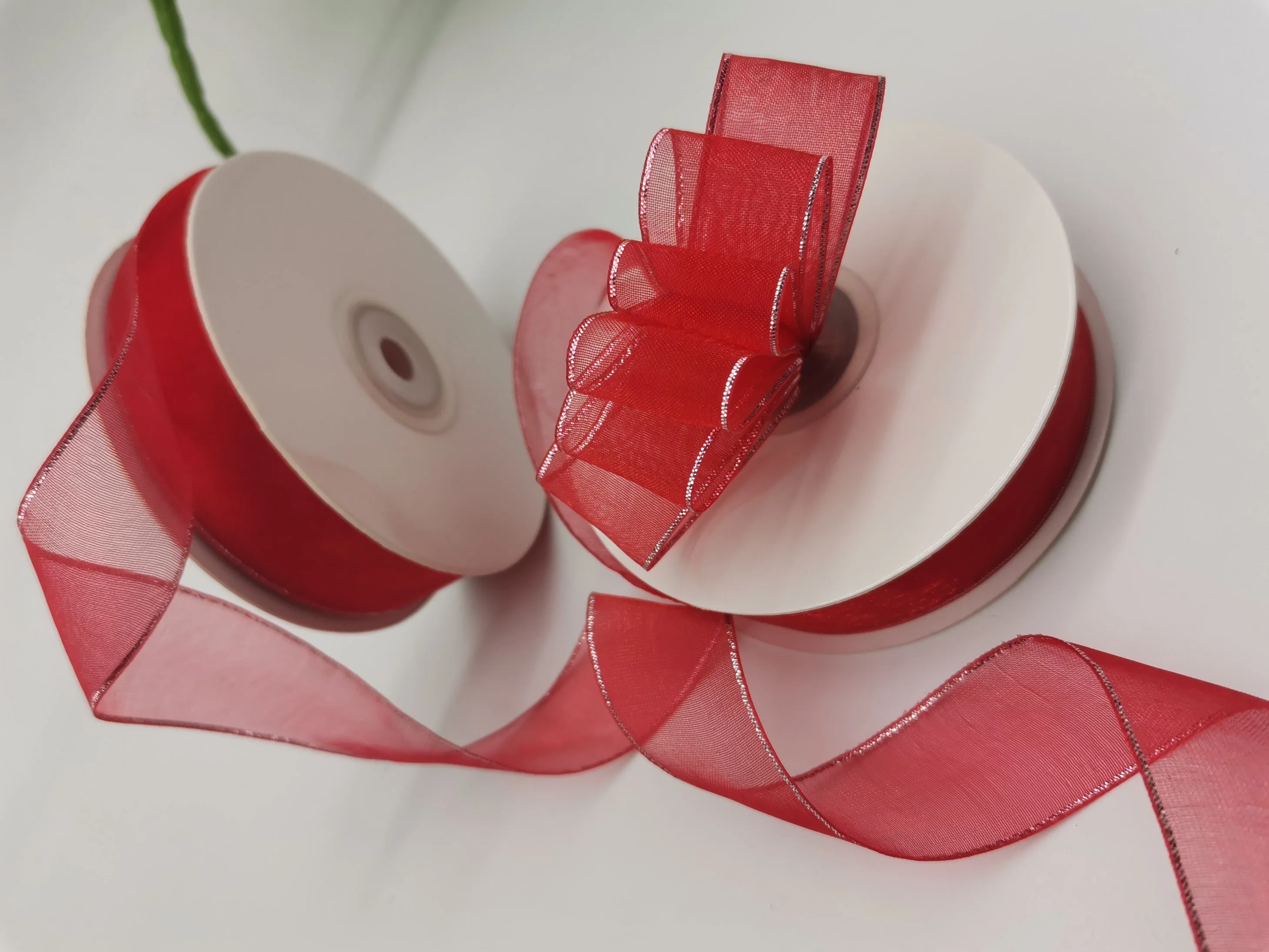 Organza Ribbon 100% Nylon with Gold/Silver Lines for Wrapping/Bows/Flowers/Fashion/Christmas