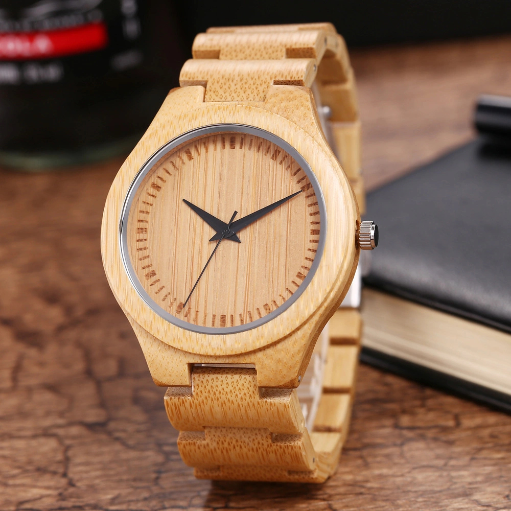 Logotipo personalizado de madera de bambú Ver Mens relojes a granel