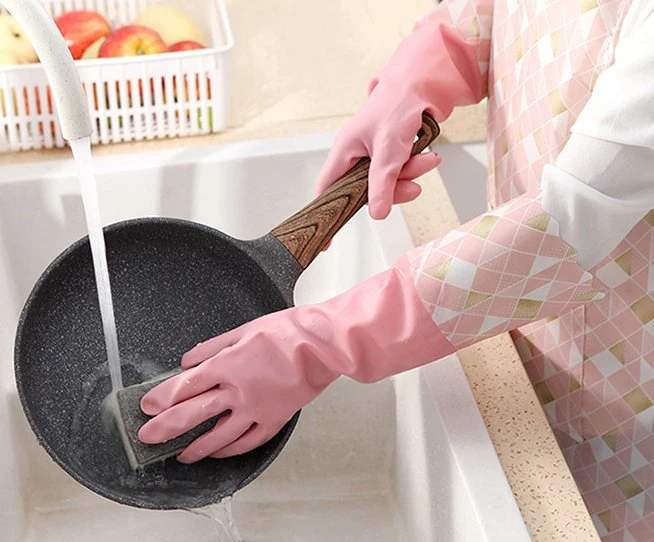 Warm Household Gloves Clean Household PVC Plush Gloves Kitchen Gloves