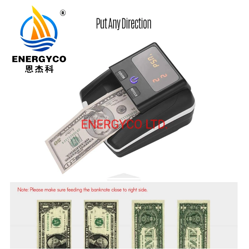 Us Dollar in 4 Orientations Mini Cash Euro USD Counting UV Light Currency Banknote Counting Machine Fake Money Detector