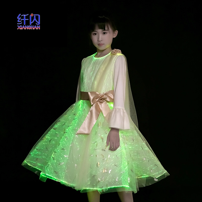 OEM ODM Factory Child Dance Costume Plastic Optic Fiber Fabric Performance Wear