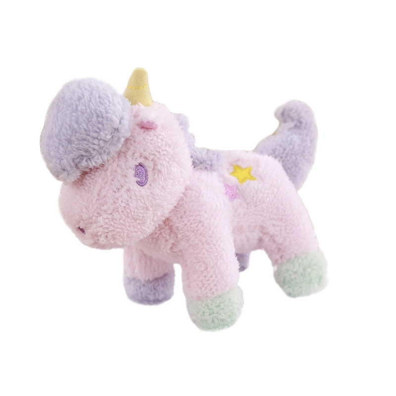 Diseño especial de terciopelo rosa de lana bordados Peluche juguete de peluche Unicornio Muñeca