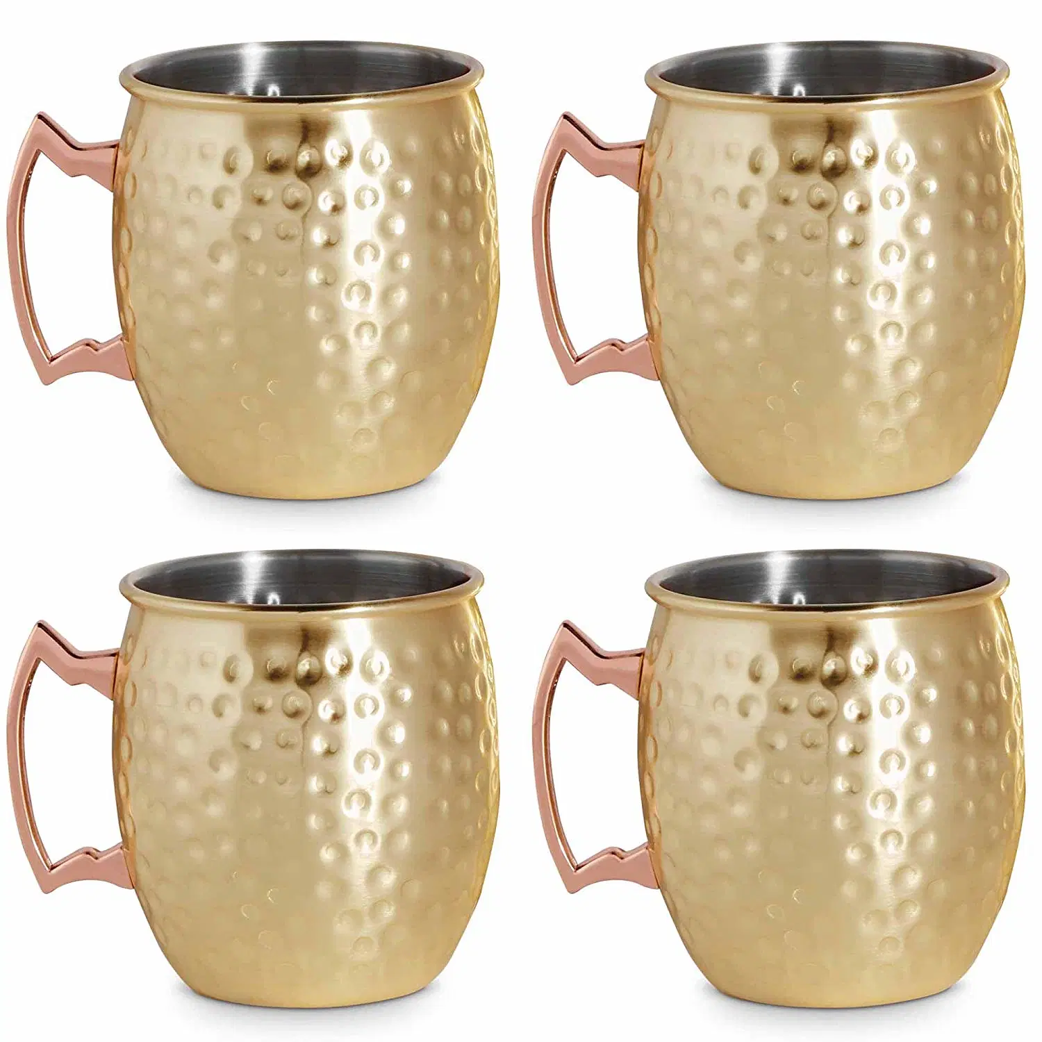 Moscow Mule Mugs Set of 4 Gold Hammered Glasses with Gift Box