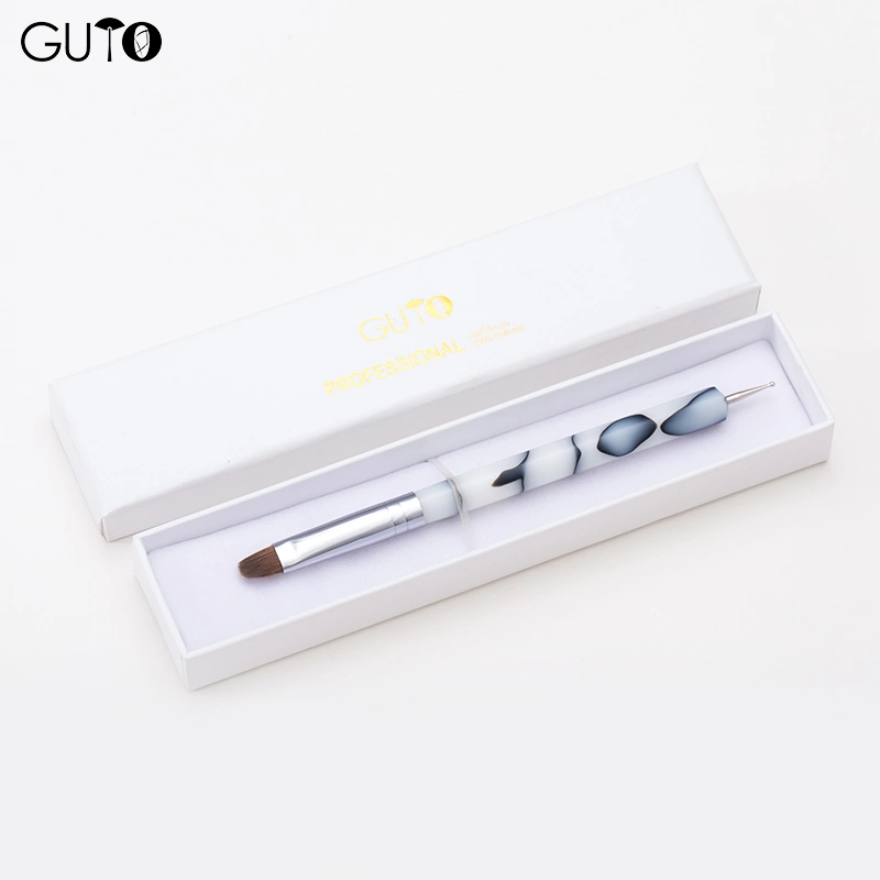 Guyo Marbling Handle Double-Ended Nail French Brush