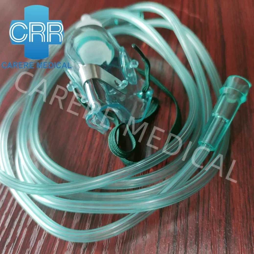 Médical PVC matériel jetable Green Oxygen Mask Factory Hôpital médical Masque jetable pour bébé adulte