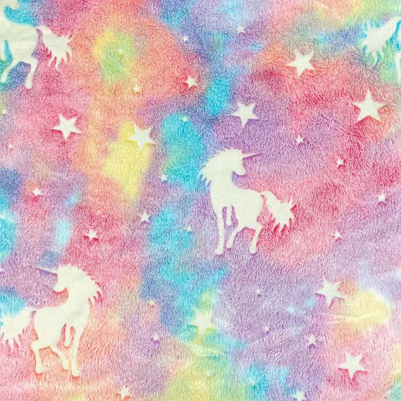 Soft Fleece Colorful Rainbow Luminous Flannel Fleece Fabric for Blanket