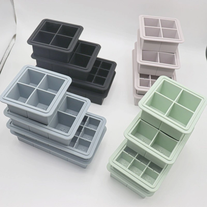 4 cubos de gelo de silicone de Cavidade Maker Molde cubos de gelo de Silicone