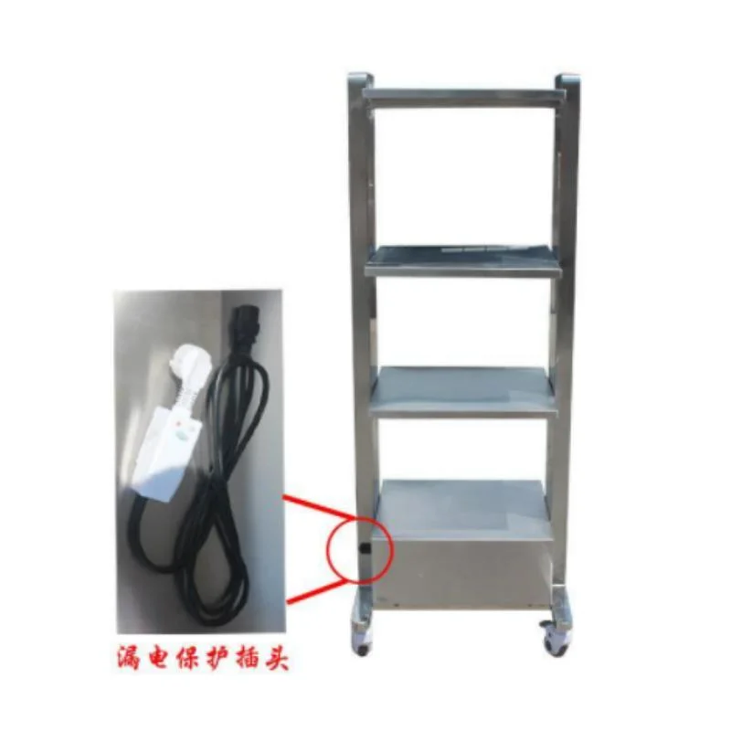 Stainless Steel Trolley Multi-Layer Load-Bearing Crash Cart with Wheels for Vet Hospital