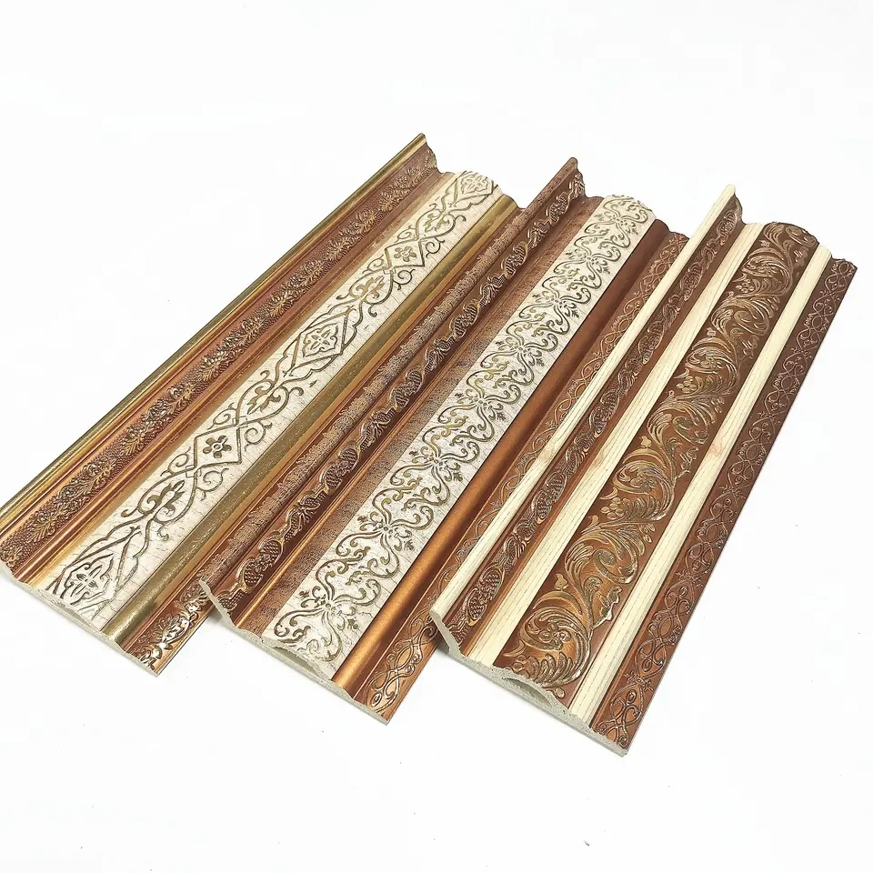 PS Material Decorative Wire Moulding Cornice Wood