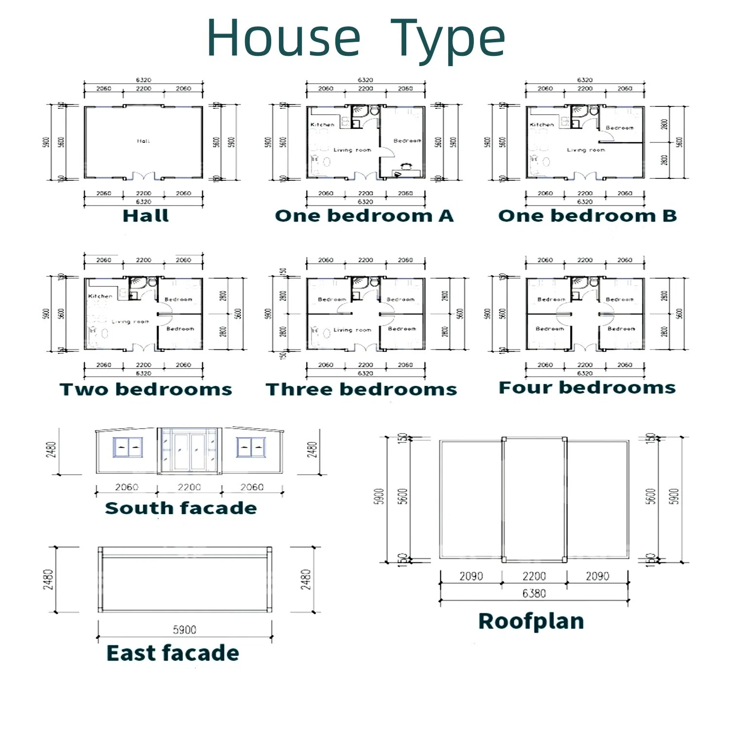 Entrepôt personnalisé conteneurs d'expédition Maisons Double Wing Folding Room