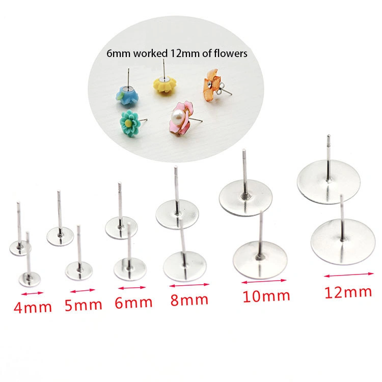 316L Steel Stud Ear Post Flat Pads Earring Posts Ear Studs Accessories Stainless Steel Earrings Pin Stud Findings