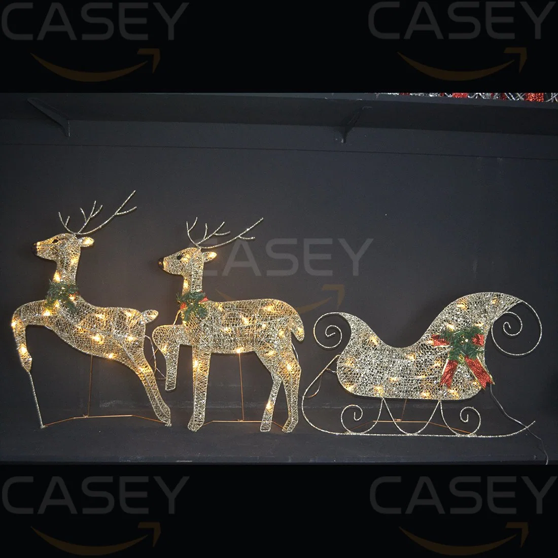 Outdoor Street Landscape Garden 3D Reindeer Decorations Holiday LED Christmas Lights