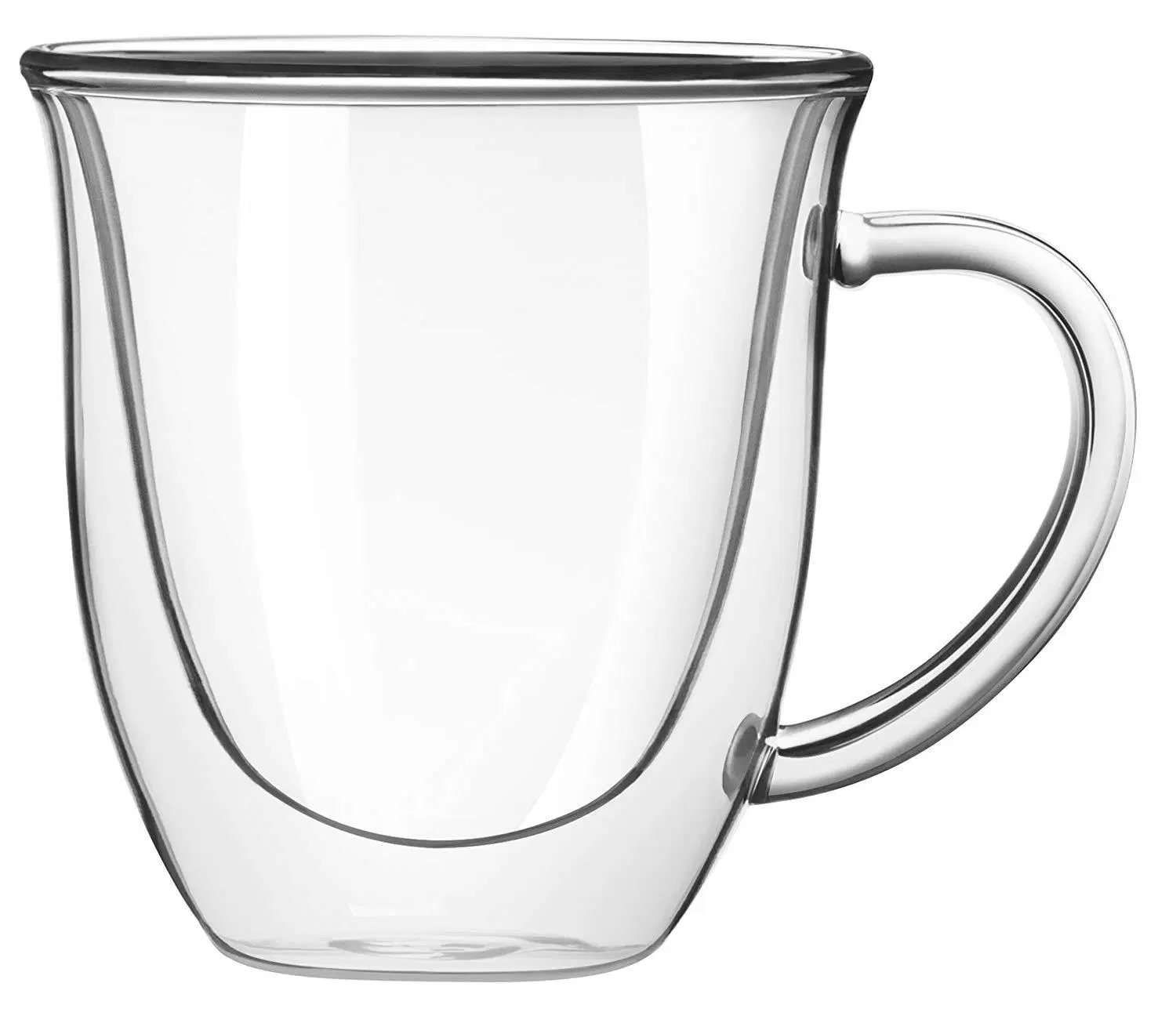 Tazas de cocina Linkfine con asa para café, té, cacao, leche, tazas de vidrio de boca ancha gris pizarra, tazas de bebidas calientes Mocha, Copa de pared doble