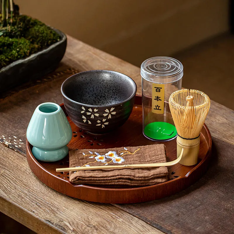 Kit de mixage Matcha porte-cuillère à outils pour la tasse à café en bambou Matcha Kits de café et thé en céramique japonaise