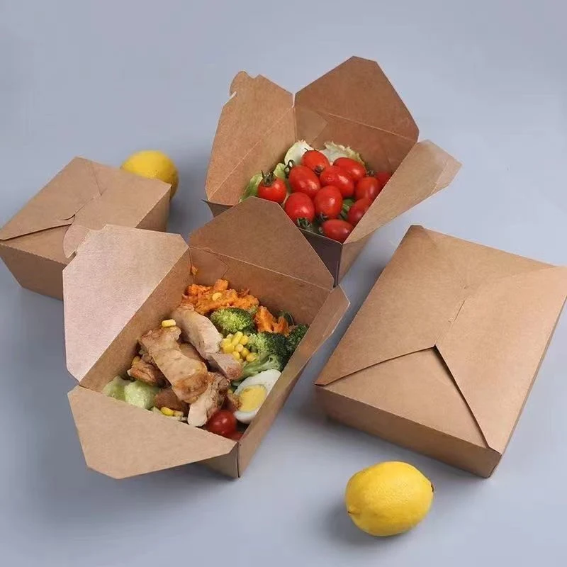 High quality/High cost performance  Disposable Food Packaging Box Eco Disposable Brown Kraft Rectangular Craft Paper