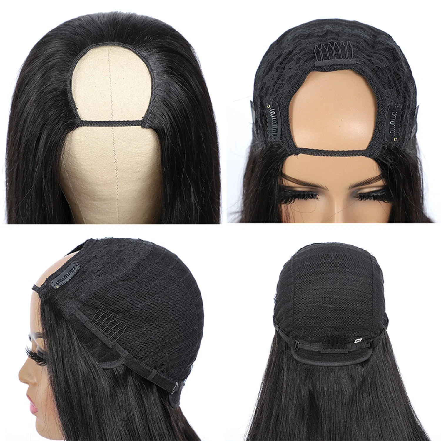 Straight U Part Wig 150% Density Natural Brazilian Human Hair Long Wigs Brazilian Straight Wigs Non Lace No Glue for Black Women 10-30inch Wig