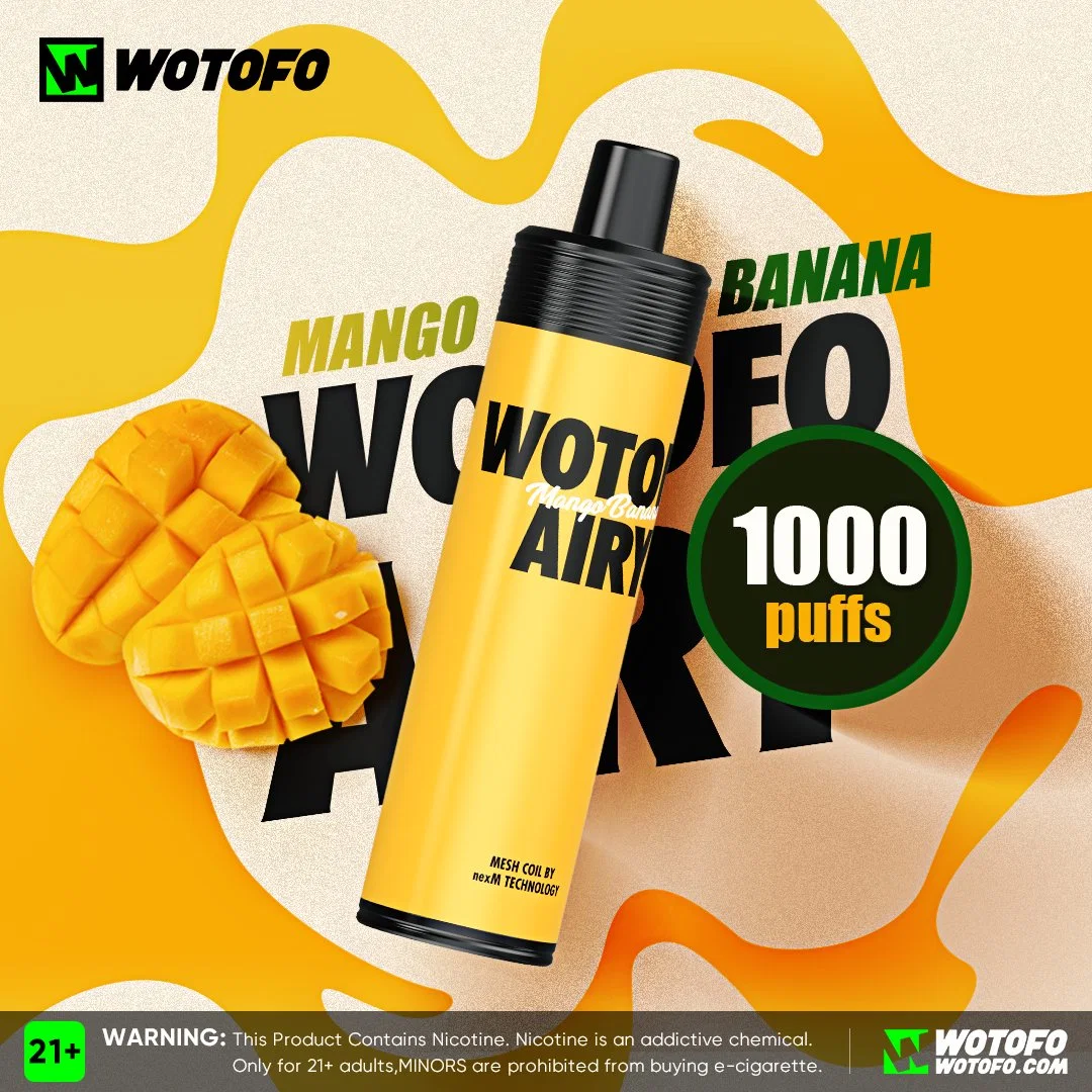 Wotofo Airy Dtl Disposable/Chargeable Device Pen Hookah Rechargeable 1000 Puffs Lio Boom Cartridge 12ml E Eliquid Vape Juice Wholesale/Supplier E Cigarette