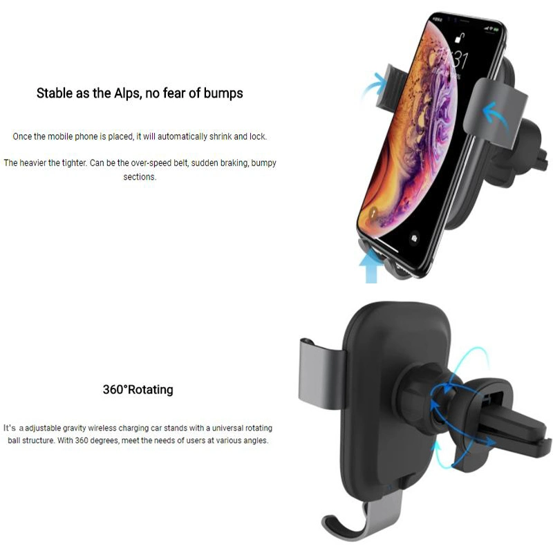 Gravity Car Holder Mount Qi 10W Wireless Charger Fast Charging for Mobile Phone