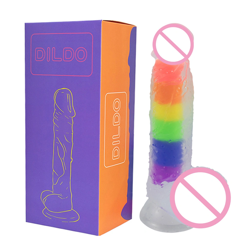 Factory Outlet Color Transparent Jelly Crystal Rainbow Liquid Silicone Dildo Sex Toys