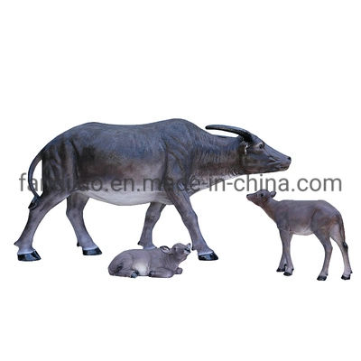 Simulated Shepherd Boy Riding Buffalo Sculpture Ornaments Cattle Outdoor Garden Landscape Farming Decoration Large Fake Animal Model