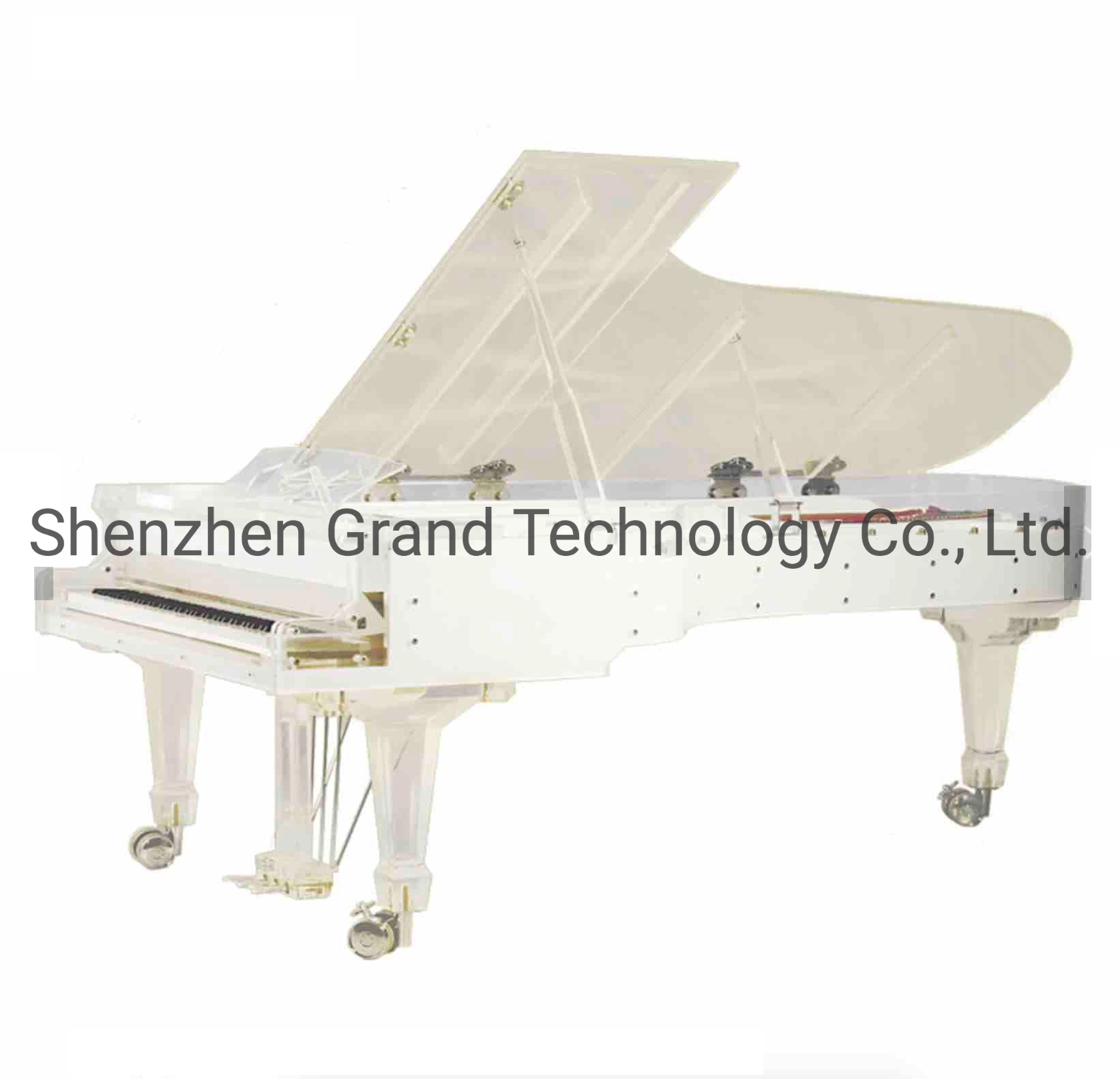 Luxury Hotel Furniture Clear Acrylic Giant Stage Concert Grand Piano 275 with Colorful LED Lights