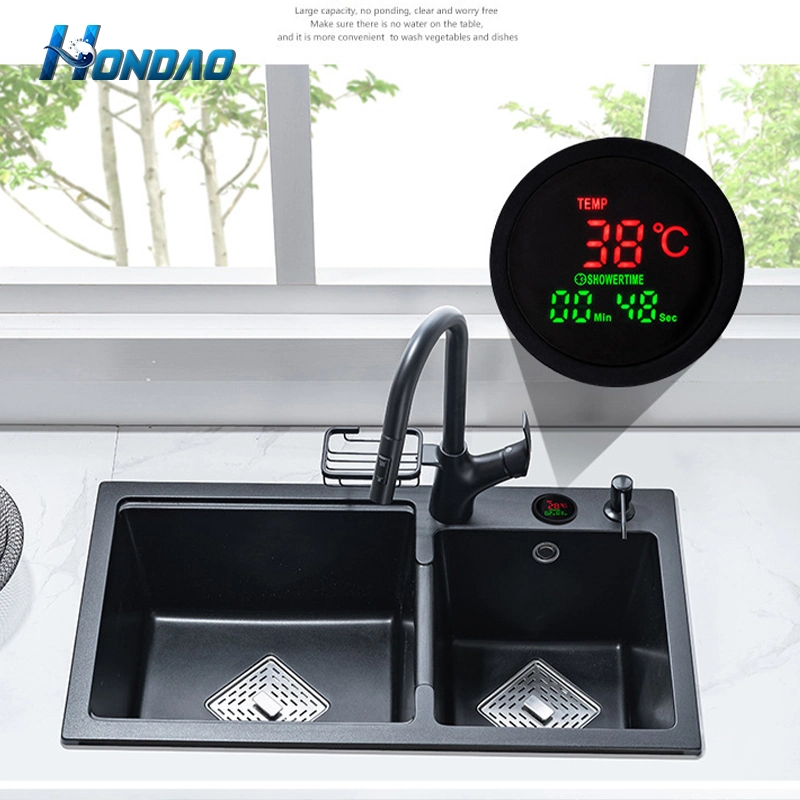 New Design Rectangular Black Single Bowl Artificial Stone Quartz Sinks for Kitchen