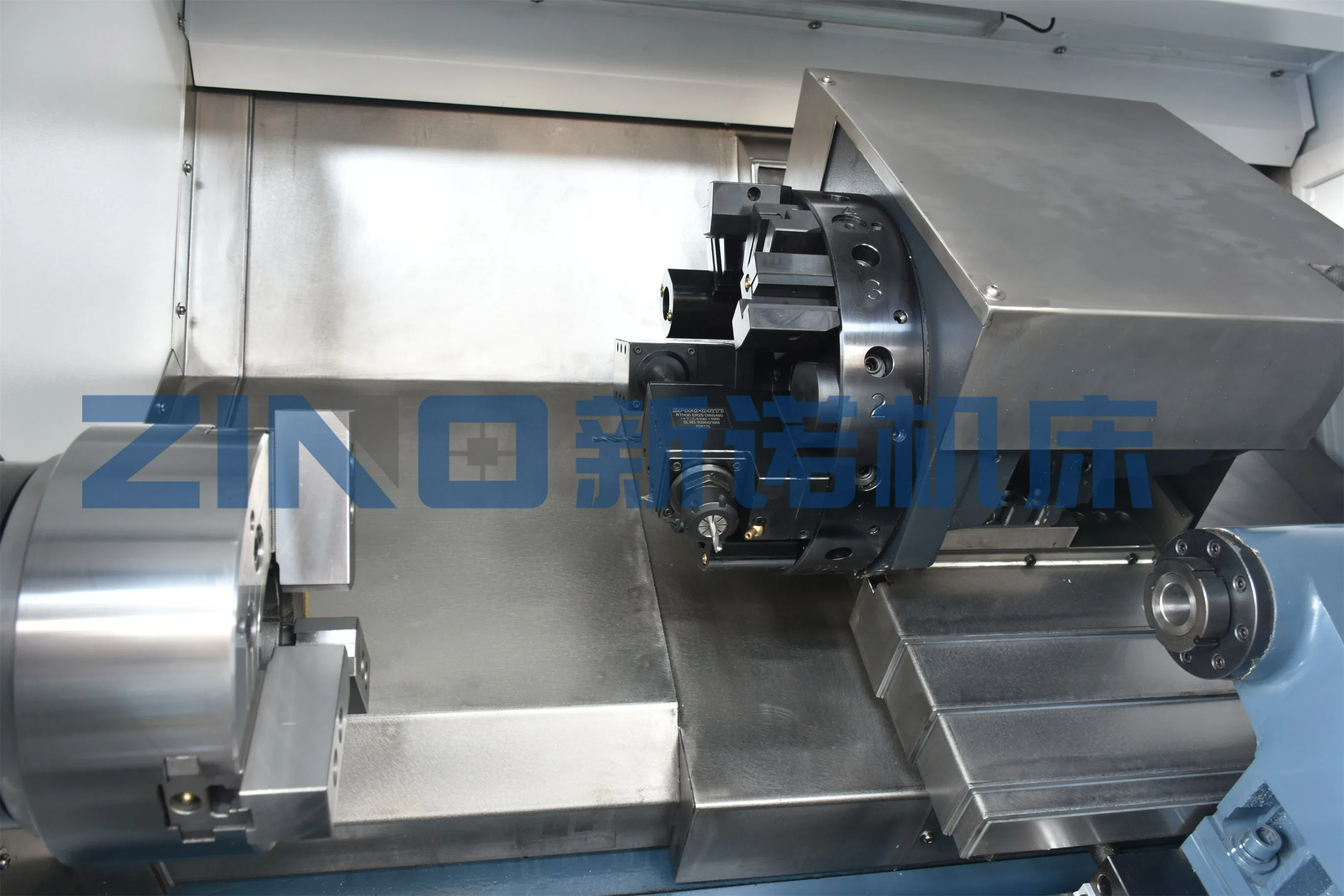 سرير مزدوج Tc40L CNC Lathe مع دوران برج القدرة و آلة التفريز