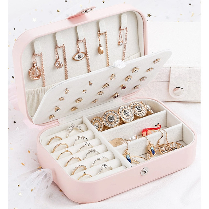 Pink Jewelry Box PU Leather Jewelry Case for Earring, Necklace Storage Organiser