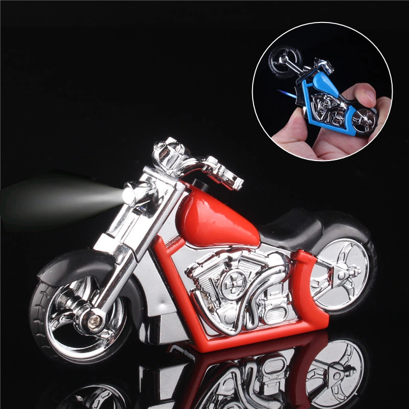 Creative Motorcycle Gas Lighter with Light Portable Inflatable Fashion Butane Gas Mens Gift Without Gas
