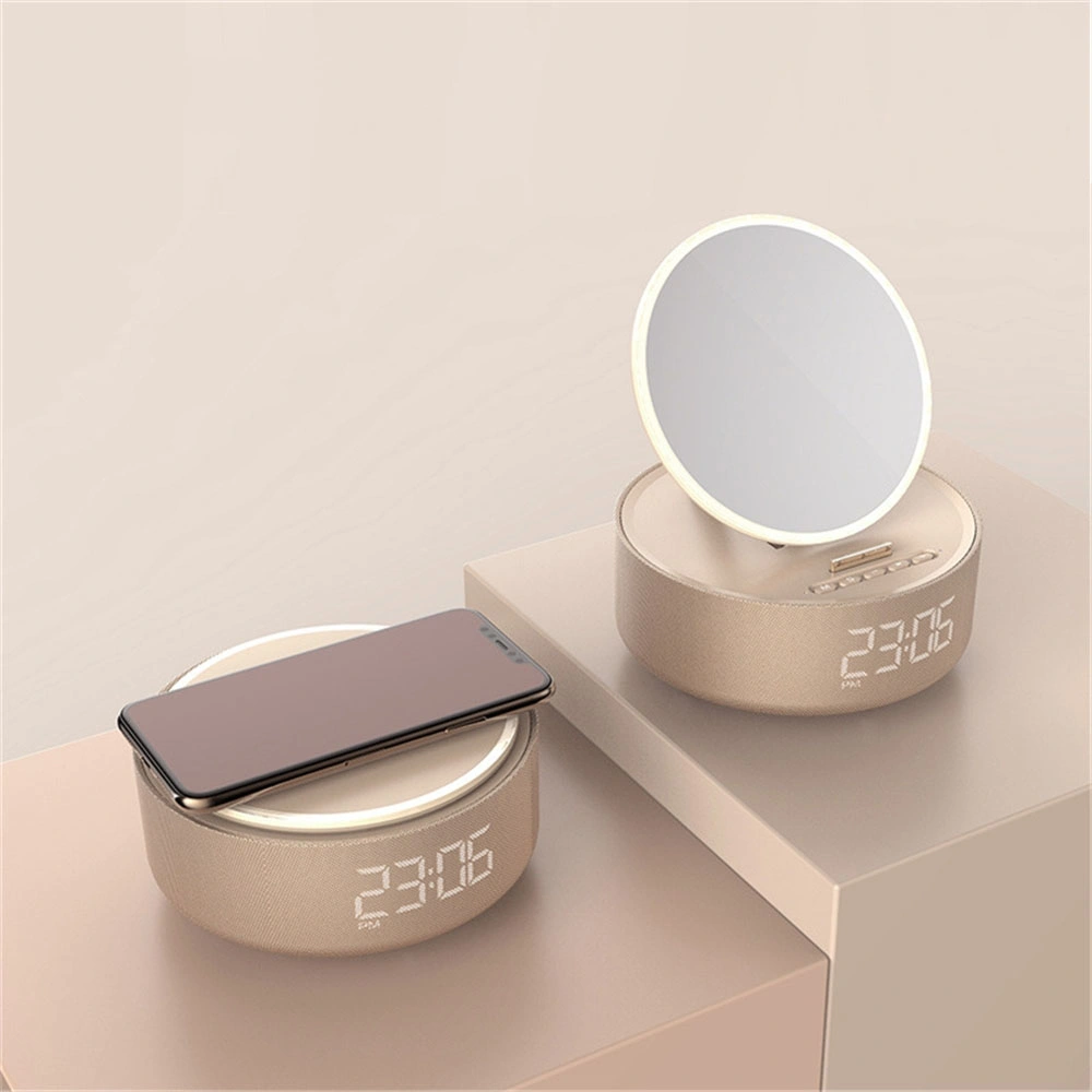 S33 Newest Phone Stand Makeup Mirror LED Light Speaker Wireless Charger