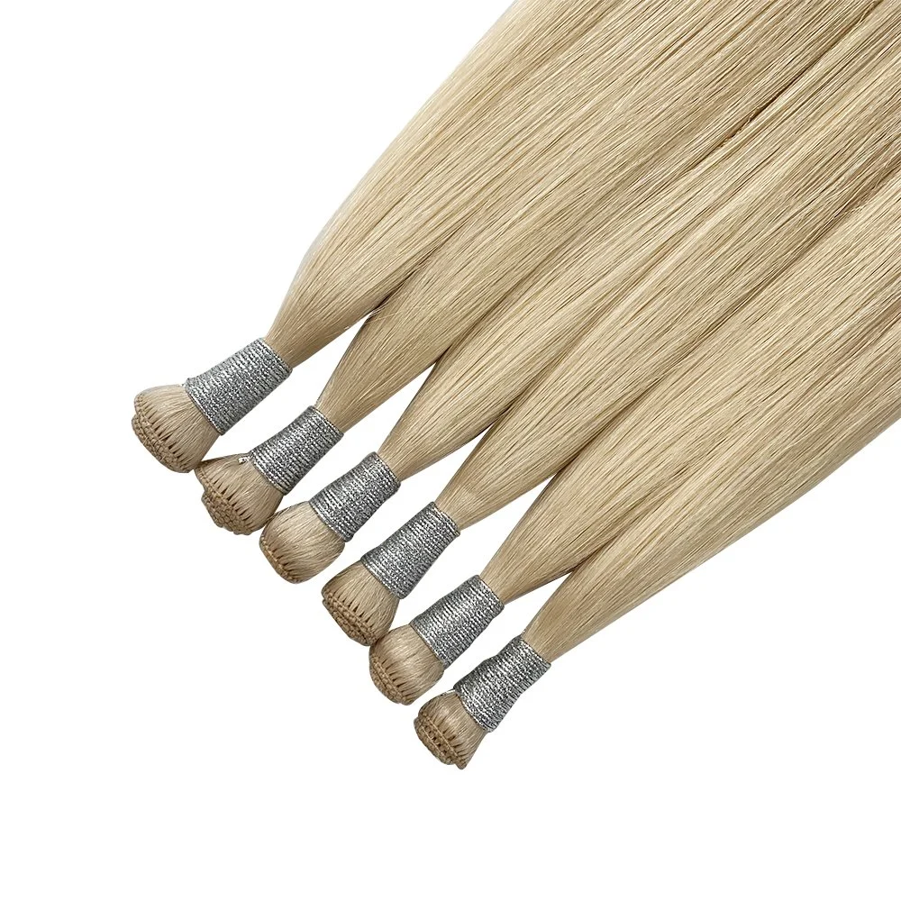 Thick End Russian Human Hair Handtied Weft Extension Double Drawn Hand Tied Weft 12A