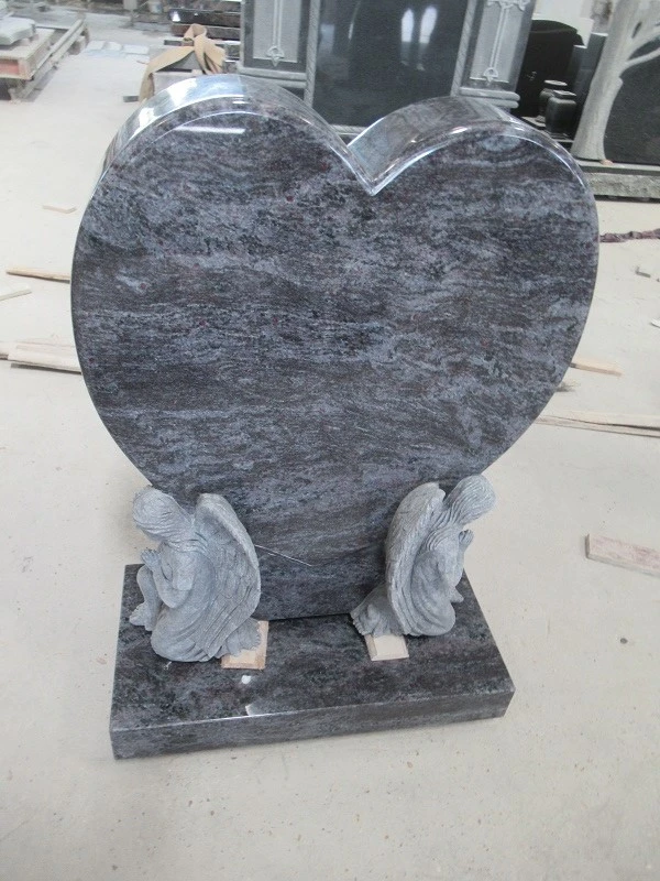 Heart Shape Bahama Blue Granite Headstone Tombstone Monument