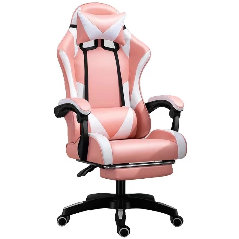 Chaise de jeu exécutive en cuir ergonomique à dossier haut avec repose-pieds.