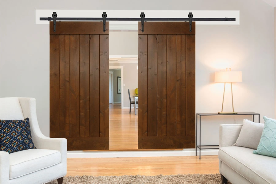 Un design moderne en bois de placage porte coulissante porte de grange agitateur MDF